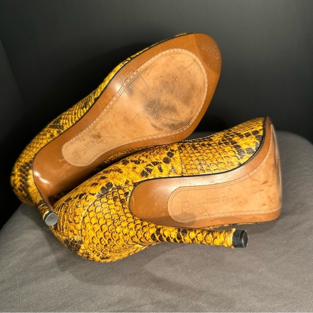 Zara Yellow Snakeskin Heels - Picture 4 of 5